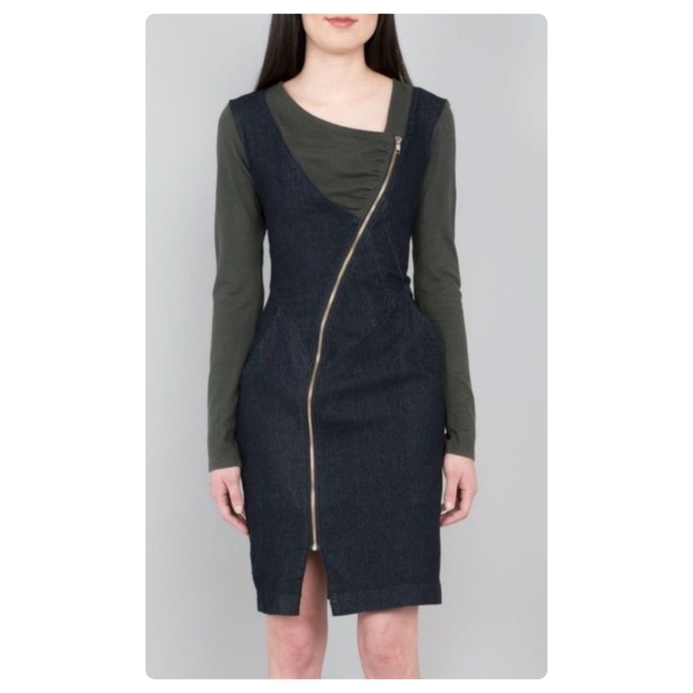Prairie Underground Counterpoise Long Sleeve Denim Stretch Full Zip Dress Size M